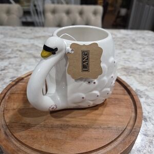 Lang Swan Shaped Handpainted  White Mug Cottagecore